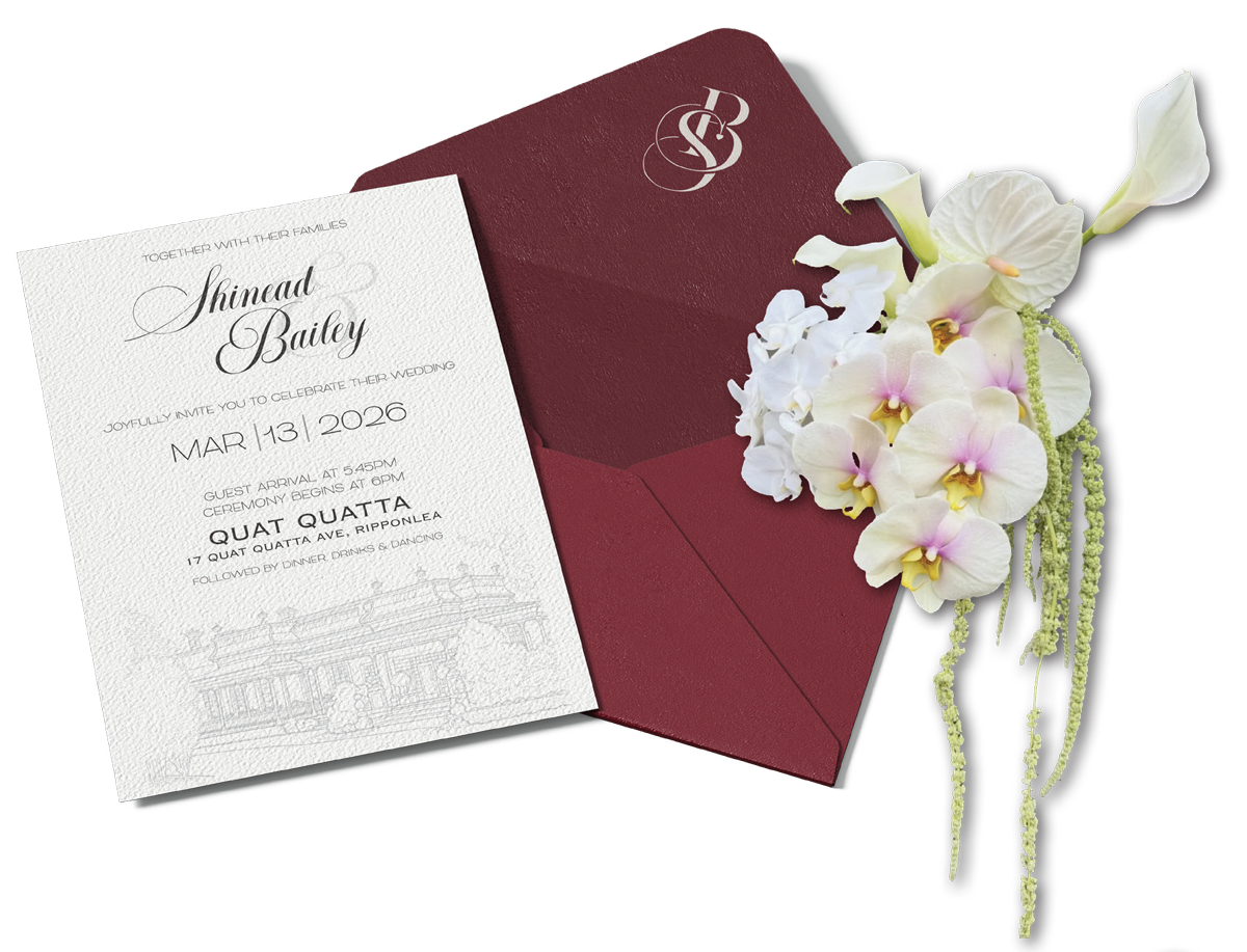 Invitation and flowers